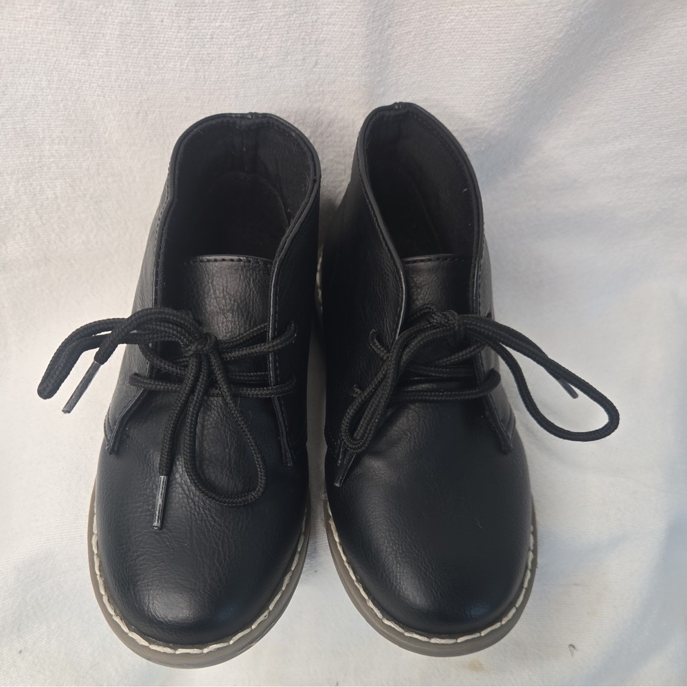 PLACE Boys CHILDRENS Black Boots Uniform Shoes Sz 12 Boys Lace Up Boots - Black